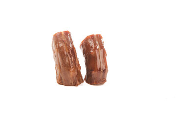 Glazed Duck Neck Pieces - Spicy Asian Delicacy Food Ingredient on White Background
