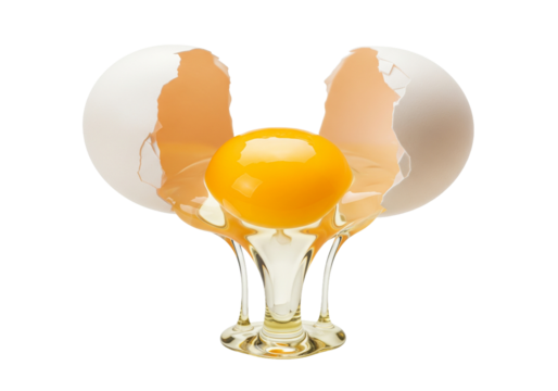 Golden cracked egg dripping yolk perfection, showcasing culinary artistry and pristine natural food ingredient for breakfast, baking, and cooking projects - Powered by Adobe