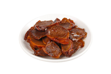 Spicy Duck Gizzard Dish - Traditional Asian Cuisine Delicacy on White Plate