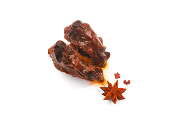 Spicy Braised Duck Gizzards with Star Anise on White Background - Asian Cuisine