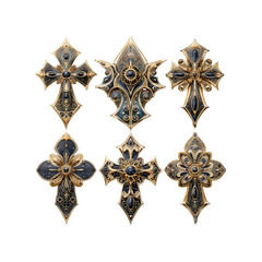 Ornamental cross designs on black background