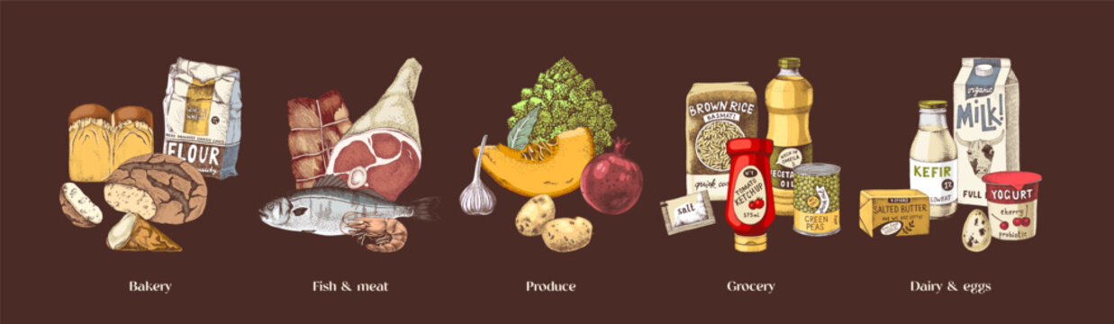 Food groups for grocery shop