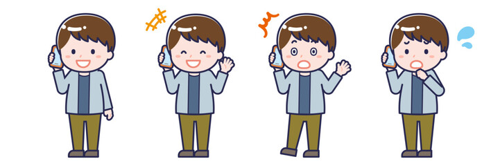 スマートフォンを使う「私服の大人」の男性