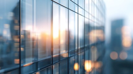 Blurred glass wall of modern business office building at the business center use for background in business concept blur corporate business office abstract office windows background. High quality