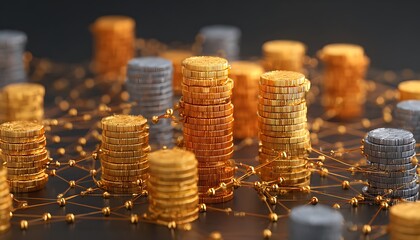 Isometric blockchain network with coin stacks links and digital ledgers