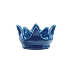 Crown shaped blue ceramic dish on black