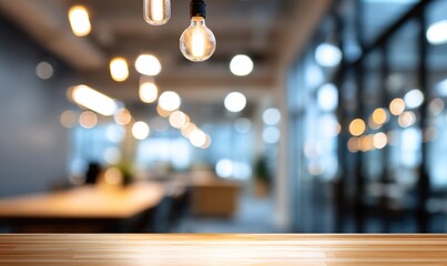 Blurred background : blur office with bokeh light background, banner, business concept. High quality