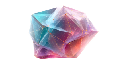Abstract polygonal crystal, isolated on transparent background