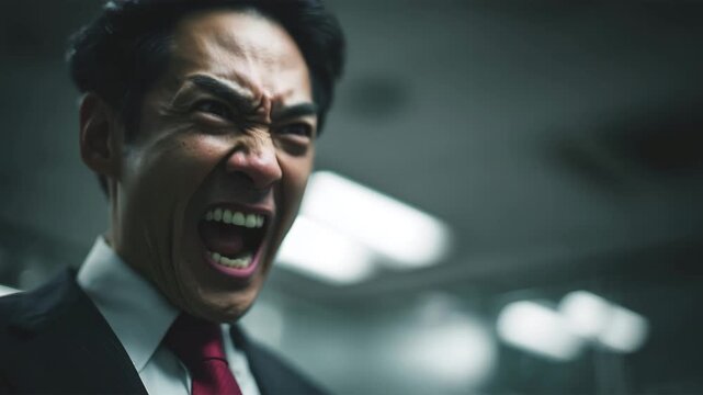 怒りをあらわにする日本人ビジネスマン