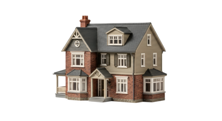 Classic American Home Exterior, isolated on transparent background