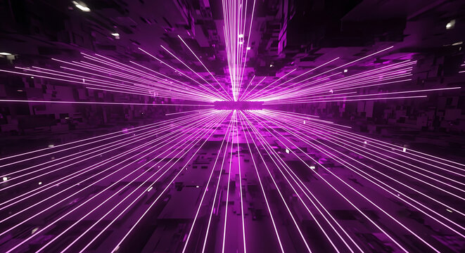 Abstract Purple Light Burst in Dark Technology Environment