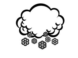White cloud with snowflakes falling from it