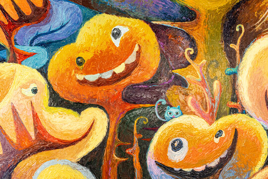 Abstract oil painting modern art on canvas.