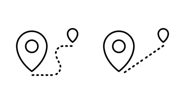 Animation of GPS map. distance or tracking icon animation, moving from point to point, point Location animation destination, and location mark pointer