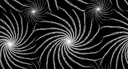 Fototapeta premium Abstract black and white seamless pattern with swirling vortex lines