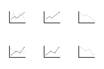 Minimal Line Graph Icons Set,Uptrend and Downtrend Chart Symbols