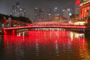 ライトアップされたナショナルデーのクラークキー, シンガポール