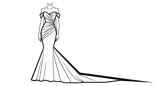 Elegant blush gown illustration for fashion design inspiration