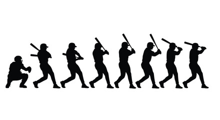 Baseball evolution sequence shows progress of batter's swing action