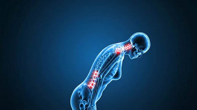 progression of human spine health and posture analysis in medical visualization