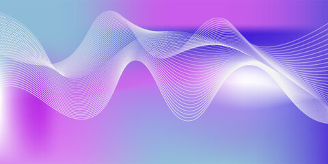 Abstract blue gradient background with shining lines waves. Minimalist background for banner, poster, cover, brochure, flyer, website