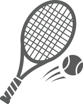 Hand drawn tennis racket and ball simple icon graphic sport element vector