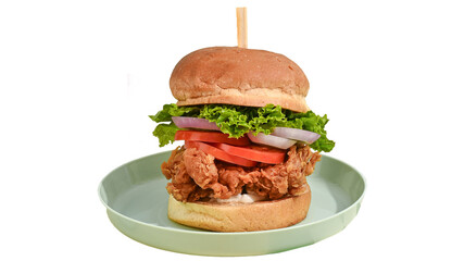 Chicken burger on a white background