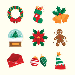 Christmas Icon Set Vector Art Illustration for Festive Holiday Decorations, Gifts, Winter Elements, and Seasonal Graphic Designs