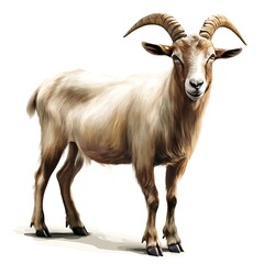 Fototapeta premium Graceful Goat: A close-up portrait of a majestic goat displaying distinctive horns and a serene demeanor. Capturing nature's charm and spirit.
