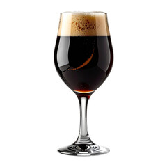 Stout Beer in Glass: A refined glass showcases a rich, dark stout beer, topped with a creamy, tan head that hints at the complex flavors within.