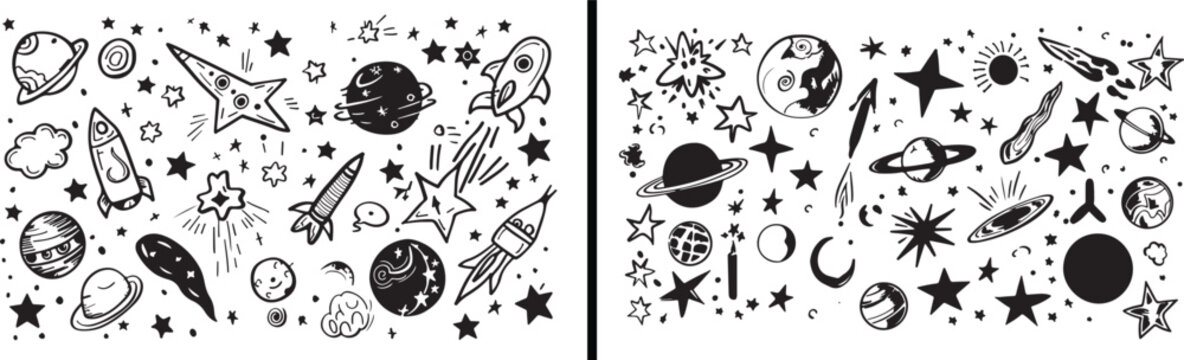 space tattoo design, planet vector art, rocket clipart, galaxy aesthetic svg, cosmic illustration, moon star png, celestial tattoo stencil, solar system decal, astrology line art, outer space motif

