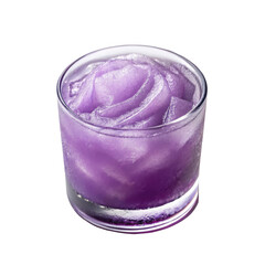 Purple frozen cocktail or slushie drink in a clear glass isolated on transparent background