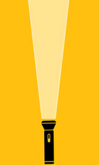 Vertical Flashlight Beam Illustration on Yellow Background