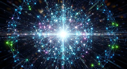 Obraz premium Abstract Network of Interconnected Dots A Modern Digital Illustration of Data and Connection