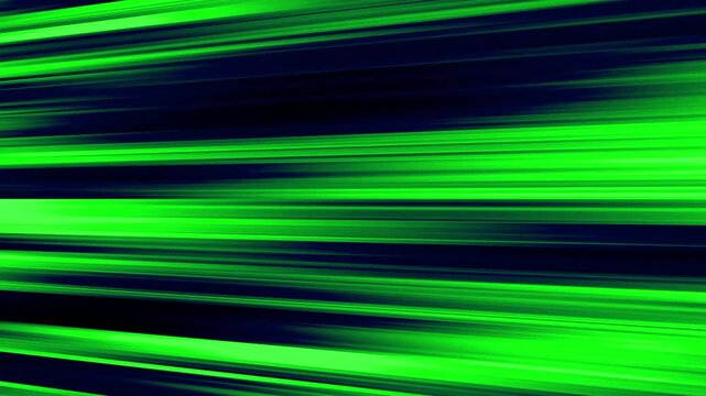Green abstract background. Bright neon green amine speed lines on black .Glowing lines in horizontal design loop able Background.