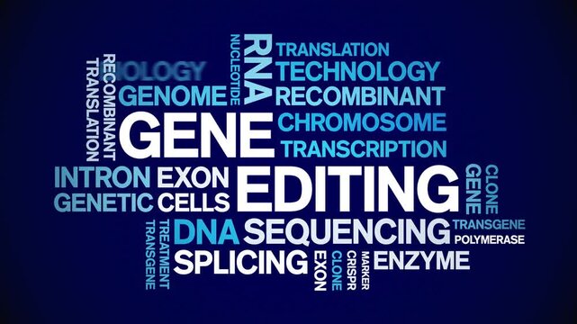 Gene Editing animated word cloud-text design animation tag kinetic typography seamless loop.