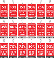 A set of discount price tags (special for shops)