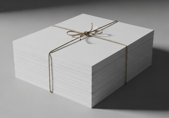 Simple white gift box tied with twine ready for shipping or presenting a surprise