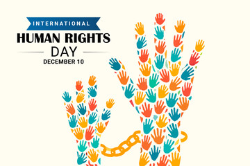 International human rights day hands with chain on december 10