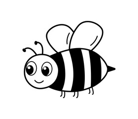 Funny cartoon bee icon. Vector illustration isolated on white.