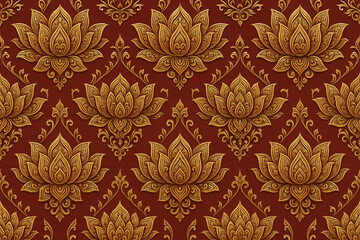 Imperial Lotus Crest Seamless Pattern – Ornamental East-Asian Motif