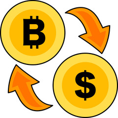 Bitcoin to Dollar Currency Exchange Illustration