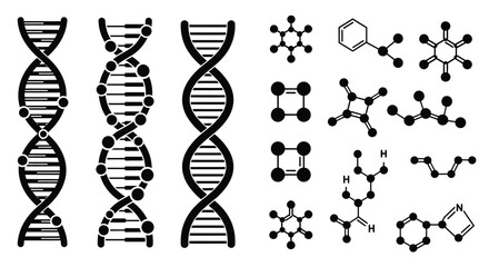 Dna and molecular structures science biology genetics chemistry data