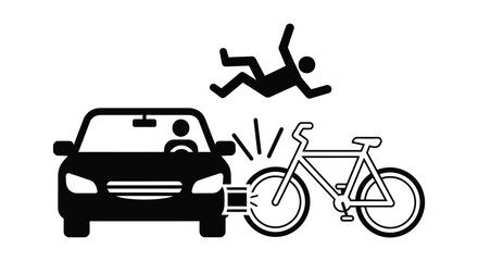 Car accident with bicycle vector illustration safety concept