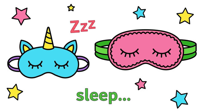 Cute sleep mask vector illustration for restful night sleep aid