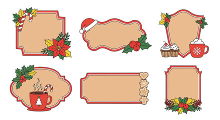 Christmas holiday frames vector set for greeting cards and designs