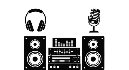 Audio equipment vector illustration for music production studio