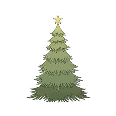 Fototapeta premium Celebrate the holidays with a classic Christmas tree featuring a star, perfect for festive designs and joyful seasonal campaigns