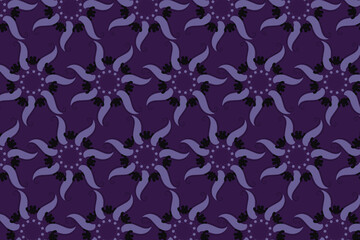 A deep indigo background with an abstract, swirling geometric floral pattern, suitable for sophisticated evening wear or rich luxury packaging.