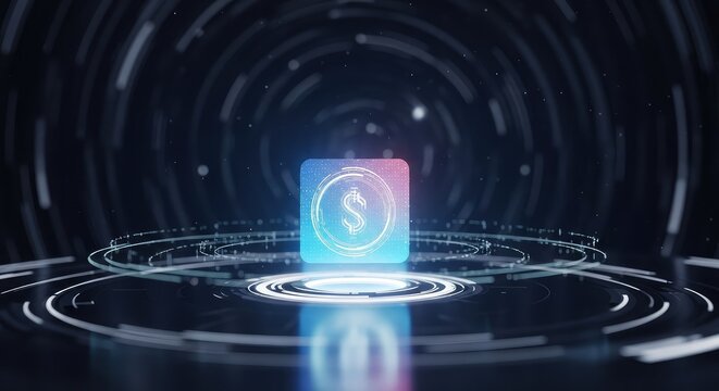 Dynamic digital dollar interface glows with futuristic financial technology, symbolizing global currency exchange and digital wealth. - Powered by Adobe